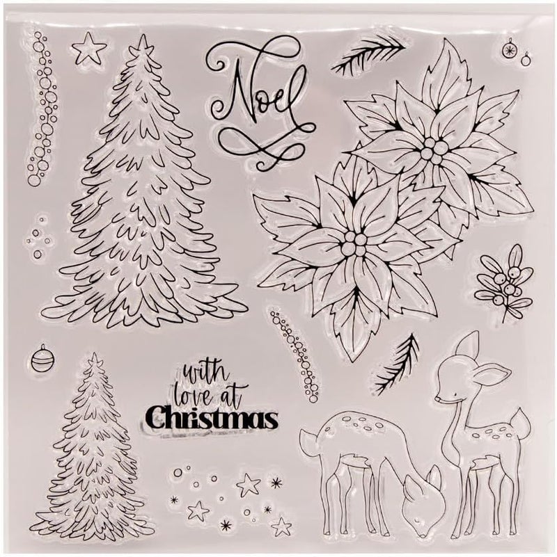 Arbuya Christmas Tree Clear Stamps for Christmas Card Making or Journals Deer Christmas Leaves Silicone Stamps for Scrapbooking Journaling Paper Crafting Decoration - Image 5